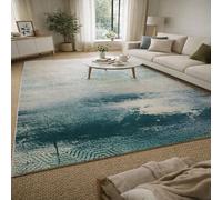 Strloepr Tapis Paillasson Entree Interieur Salon Chambre Cuisine Lavable en Machine,Tableau Abstrait géométrique Vert et Blanc, 60 x 90 cm