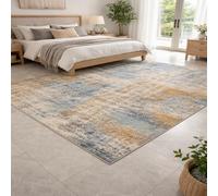Strloepr Tapis Paillasson Entree Interieur Salon Chambre Cuisine Lavable en Machine,Tableau Abstrait Moderne Bleu, Gris, Blanc, Orange, 60 x 90 cm