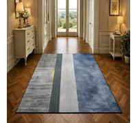 Strloepr Tapis Paillasson Entree Interieur Salon Chambre Cuisine Lavable en Machine,Tableau Abstrait géométrique Moderne Gris, Bleu, Jaune, Blanc, 60 x 90 cm
