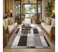 Strloepr Tapis Paillasson Entree Interieur Salon Chambre Cuisine Lavable en Machine,Tableau Abstrait Moderne Gris, Noir et Blanc, 60 x 90 cm