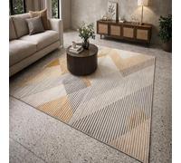 Strloepr Tapis Paillasson Entree Interieur Salon Chambre Cuisine Lavable en Machine,Tableau Abstrait géométrique Moderne, Orange, Jaune, Gris, Noir, Beige, 60 x 90 cm