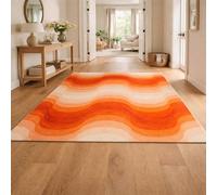 Strloepr Tapis Paillasson Entree Interieur Salon Chambre Cuisine Lavable en Machine,Tableau Abstrait Moderne Orange, Rouge, Beige, 60 x 90 cm