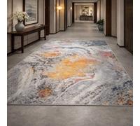 Strloepr Tapis Paillasson Entree Interieur Salon Chambre Cuisine Lavable en Machine,Tableau Abstrait Moderne Multicolore Gris, Orange, Rose, Bleu, Blanc, 60 x 90 cm