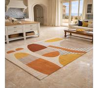 Strloepr Tapis Paillasson Entree Interieur Salon Chambre Cuisine Lavable en Machine,Tableau Abstrait Moderne Beige, Marron, Orange, Jaune, 60 x 90 cm
