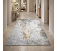 Strloepr Tapis Paillasson Entree Interieur Salon Chambre Cuisine Lavable en Machine,Tableau Abstrait Moderne Gris, Blanc, Jaune, 60 x 90 cm