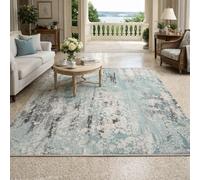 Strloepr Tapis Paillasson Entree Interieur Salon Chambre Cuisine Lavable en Machine,Tableau Abstrait Moderne Bleu, Gris, Blanc, Noir, 60 x 90 cm