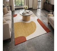 Strloepr Tapis Paillasson Entree Interieur Salon Chambre Cuisine Lavable en Machine,Tableau Abstrait Moderne Jaune, Marron, Beige, Blanc, Gris, 60 x 90 cm
