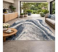 Strloepr Tapis Paillasson Entree Interieur Salon Chambre Cuisine Lavable en Machine,Tableau Abstrait Moderne Blanc, Gris, Bleu, 60 x 90 cm