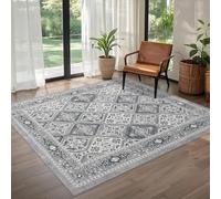 Strloepr Tapis Paillasson Entree Interieur Salon Chambre Cuisine Lavable en Machine,Tableau géométrique rétro Vieilli Gris et Blanc, 60 x 90 cm