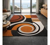 Strloepr Tapis Paillasson Entree Interieur Salon Chambre Cuisine Lavable en Machine,Tableau géométrique Abstrait Marron, Orange, Noir, Gris, Blanc, 60 x 90 cm