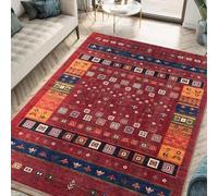 Strloepr Tapis Paillasson Entree Interieur Salon Chambre Cuisine Lavable en Machine,Tableau Vintage rétro géométrique Vieilli Rouge, Bleu, Orange, Blanc, Vert, Marron, 60 x 90 cm