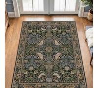 Strloepr Tapis Paillasson Entree Interieur Salon Chambre Cuisine Lavable en Machine,Tableau Vintage à Motifs Floraux rétro vieillis, Vert, Bleu, Beige, Marron, 60 x 90 cm