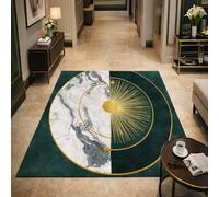 Strloepr Tapis Poil Ras Grand Salon Chambre Salle a Manger Antidérapant Lavable,Géométrique Moderne Vert Farmhouse Blanc Gris, 200 x 300 cm