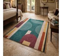 Strloepr Tapis Poil Ras Grand Salon Chambre Salle a Manger Antidérapant Lavable,Moderne Géométrique Vert, Purple, Beige, Jaune, Rouge, 200 x 300 cm