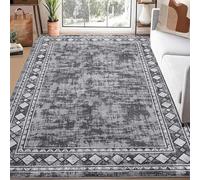 Strloepr Tapis Poil Ras Grand Salon Chambre Salle a Manger Antidérapant Lavable,Tableau Abstrait géométrique Moderne, Gris, Marron, Beige, Blanc, 200 x 250 cm