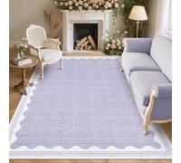 Strloepr Tapis Poil Ras Grand Salon Chambre Salle a Manger Antidérapant Lavable,Violet Moderne, Blanc, 200 x 250 cm