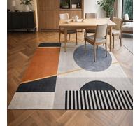 Strloepr Tapis Poils Courts Entree Interieur Salon Chambre Cuisine Décoration Maison,Tableau Abstrait géométrique Moderne Orange Gris Noir Blanc Jaune, 80 x 120 cm