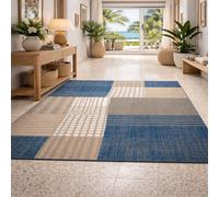 Strloepr Tapis Poils Courts Entree Interieur Salon Chambre Cuisine Décoration Maison,Tableau géométrique Moderne Bleu Beige Gris Blanc, 80 x 120 cm