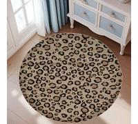 Strloepr Tapis Rond Dessous antidérapant,Round 130 cm,Imprimé léopard Noir Moderne Couleurs Neutres Taupe, Lavable Tapis Canapé Convertible Cuisine Décoration Maison,