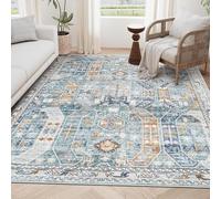 Strloepr Tapis Salon Chambre Adulte Salle a Manger Cuisine Décoration Maison,Géométrique Vintage Bleu, Beige, Blanc, Farmhouse,Multicolore, 155 x 245 cm