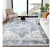 Strloepr Tapis Salon Chambre Adulte Salle a Manger Cuisine Décoration Maison, Motif Floral Traditionnel Vintage Noir, Bleu et Beige, Multicolore, 155 x 245 cm