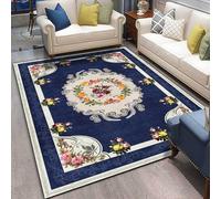 Strloepr Tapis Salon Chambre Adulte Salle a Manger Cuisine Décoration Maison,Vintage Bleu Marine Rouge Jaune Gris Blanc Taupe Floral, Multicolore, 155 x 245 cm