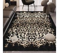 Strloepr Tapis Salon Chambre Adulte Salle a Manger Decoration Maison Interieur,Imprimé léopard Moderne Jaune Beige Blanc, Noir, 185 x 245 cm