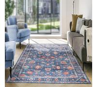 Strloepr Tapis Salon Chambre Adulte Salle a Manger Decoration Maison Interieur,Motif Floral Vintage Multicolore Rouge Orange Jaune, Bleu, 185 x 245 cm