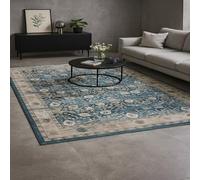 Strloepr Tapis Salon Chambre Adulte Salle a Manger Decoration Maison Interieur, Motif Traditionnel Vintage Bleu Sarcelle et Beige, Multicolore, 185 x 245 cm