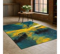 Strloepr Tapis Salon Chambre Adulte Salle a Manger Decoration Maison Interieur, Tableau Abstrait Moderne Multicolore Orange Jaune Vert Bleu, Vert, 160 x 260 cm