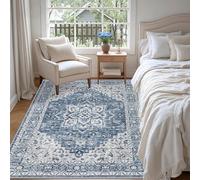 Strloepr Tapis Salon Chambre Adulte Salle a Manger Decoration Maison Interieur, Tableau Vintage à Motifs Floraux Traditionnels Bleus, Gris et Blancs, Multicolore, 185 x 245 cm