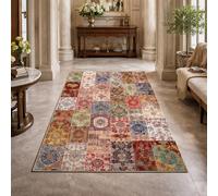 Strloepr Tapis Salon Chambre Adulte Salle a Manger Decoration Maison Interieur, Traditionnel Vintage à Motifs Floraux géométriques Rouges, Bleus, Verts, Marrons et Beiges, 160 x 260 cm