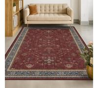 Strloepr Tapis Salon Chambre Canapé Convertible Salle a Manger Decoration Maison,Décoration de Ferme Florale rétro Orientale Vintage, Rouge foncé, 180 x 200 cm