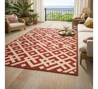 Strloepr Tapis Salon Chambre Canapé Convertible Salle a Manger Decoration Maison,Géométrique Moderne Rouge Clair, Beige, 180 x 200 cm