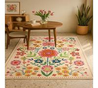 Strloepr Tapis Salon Chambre Canapé Convertible Salle a Manger Decoration Maison, Imprimés Floraux contemporains Rouges, Bleus et Verts, Multicolores, 180 x 200 cm