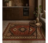 Strloepr Tapis Salon Chambre Canapé Convertible Salle a Manger Decoration Maison, Motif Traditionnel Vintage Rouge, Marron et Jaune, Multicolore, 180 x 200 cm