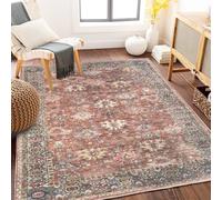 Strloepr Tapis Salon Chambre Canapé Convertible Salle a Manger Decoration Maison,Room Decor Vintage rétro à Motif Floral Vieilli, Rouge Clair, Beige, Gris, Bleu, 180 x 200 cm
