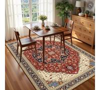 Strloepr Tapis Salon Chambre Canapé Convertible Salle a Manger Decoration Maison,Room Decor Vintage rétro géométrique Vieilli Rouge, Bleu, Beige, Noir, Jaune Moutarde, 180 x 200 cm