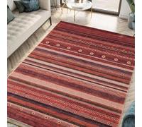 Strloepr Tapis Salon Chambre Canapé Convertible Salle a Manger Decoration Maison,Room Decor Vintage rétro à Motif Floral géométrique Vieilli Rouge, Marron, Beige, 180 x 200 cm