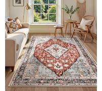 Strloepr Tapis Salon Chambre Canapé Convertible Salle a Manger Decoration Maison,Room Decor Vintage rétro géométrique Vieilli Rouge, Gris, Blanc, Beige, Noir, 180 x 200 cm