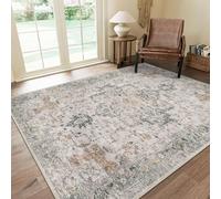 Strloepr Tapis Salon Chambre Canapé Lit Salle a Manger Decoration Maison Interieur,Multicolore Noir Blanc Floral Oriental Traditionnel, Orange Gris, 185 x 275 cm