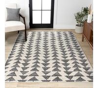 Strloepr Tapis Salon Chambre Commode Salle a Manger Cuisine Décoration Maison,Triangle géométrique Moderne crème Noir, Gris, 155 x 215 cm