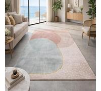 Strloepr Tapis Salon Chambre Cuisine Decoratif Maison Meuble Fauteuil de Bureau,Tableau Abstrait Moderne Rose, Bleu, Jaune, Beige, 120 x 160 cm