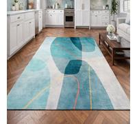 Strloepr Tapis Salon Chambre Cuisine Décoration Maison,Dessous antidérapant, Lavable,Moderne Abstract Bleu, Rouge, Jaune, Blanc, 110 x 160 cm