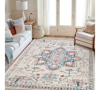 Strloepr Tapis Salon Chambre Deco Chambre Ado Fille Garcon Aesthetic Maison,Décoration de Ferme Moderne au Design Floral Vintage Vieilli, Bleu, 155 x 155 cm