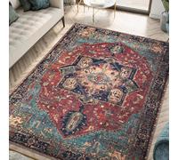 Strloepr Tapis Salon Chambre Deco Chambre Ado Fille Garcon Aesthetic Maison, Motif Floral rétro Rouge Bleu Vert Jaune, Multicolore, 155 x 155 cm