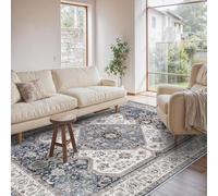 Strloepr Tapis Salon Chambre Deco Chambre Ado Fille Garcon Aesthetic Maison,Motif Floral Vintage Multicolore Shabby Chic, Bleu Marine, 155 x 155 cm