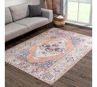 Strloepr Tapis Salon Chambre Deco Chambre Ado Fille Garcon Aesthetic Maison,Tableau Vintage Vieilli, Taupe, Bleu, Beige, Blanc, 155 x 155 cm