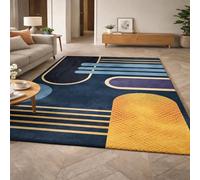 Strloepr Tapis Salon Chambre Table Salle a Manger Cuisine Décoration Maison,Moderne Géométrique Abstract Bleu, Farmhouse, Purple, Noir, 150 x 200 cm