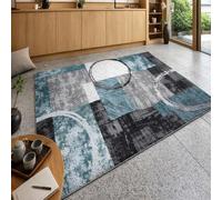 Strloepr Tapis Salon Chambre Table Salle a Manger Cuisine Décoration Maison,Moderne Géométrique Vert, Gris, Noir, Blanc, 150 x 200 cm